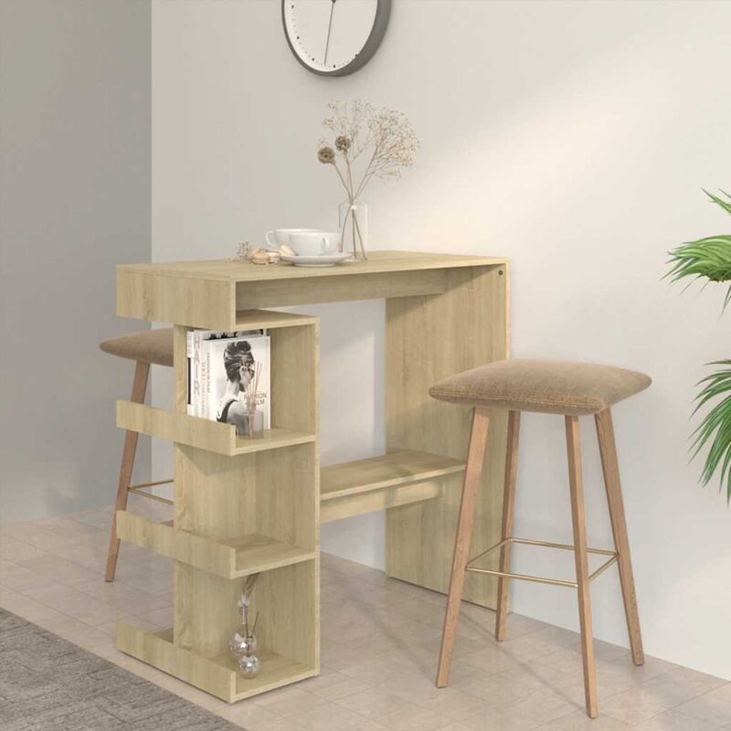 foto del prodotto tavolo bar con ripiani rovere sonoma 100x50x101,5 cm truciolato vidaxl
