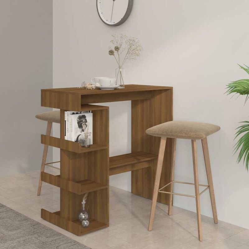 foto del prodotto tavolo bar con ripiano rovere marrone 100x50x101,5cm truciolato vidaxl