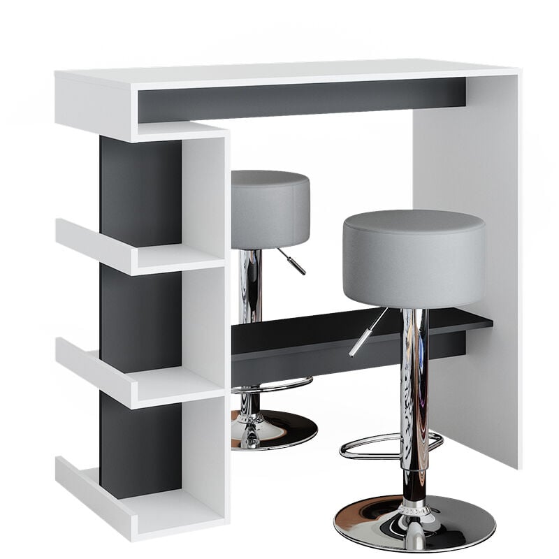 foto del prodotto tavolo bar con sgabelli dana, bianco, 108 x 50 cm con 2 sgabelli da bar vicco