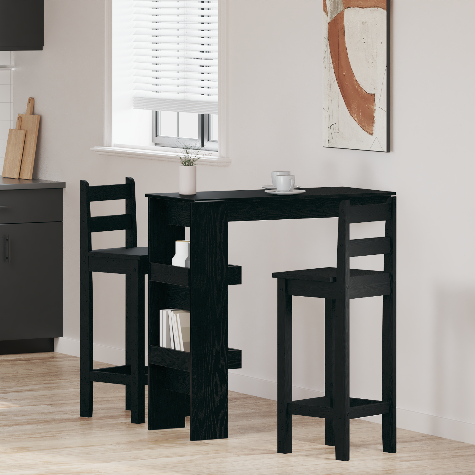 foto del prodotto tavolo bar da parete rovere nero 102 x 55 x 103.5 cm vidaxl