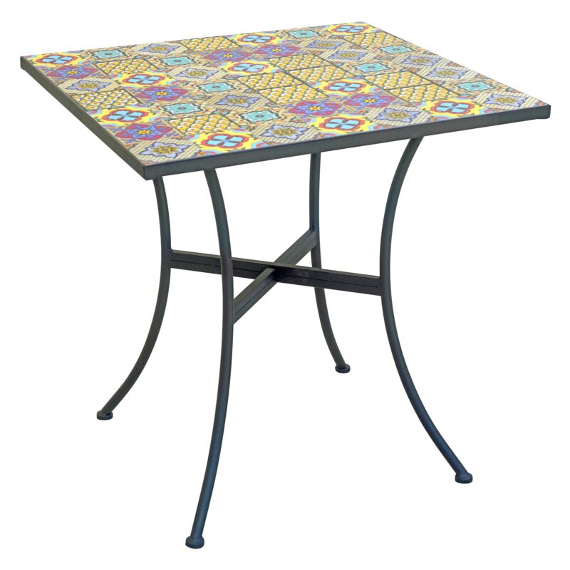 foto del prodotto tavolo bar e giardino quadrato con ripiano in maioliche di ceramica 70 x 70 cm