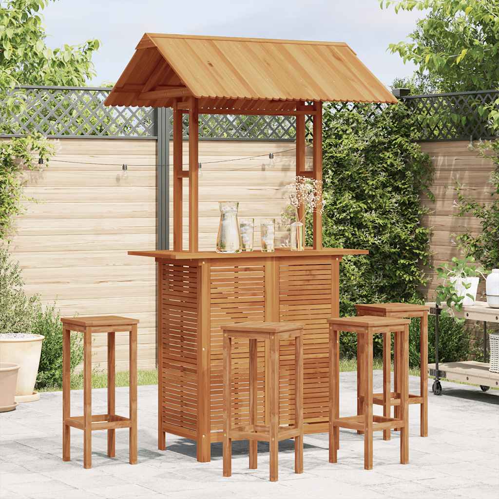 foto del prodotto tavolo bar esterno con tetto 122x106x217cm massello di acacia cod mxl 34497
