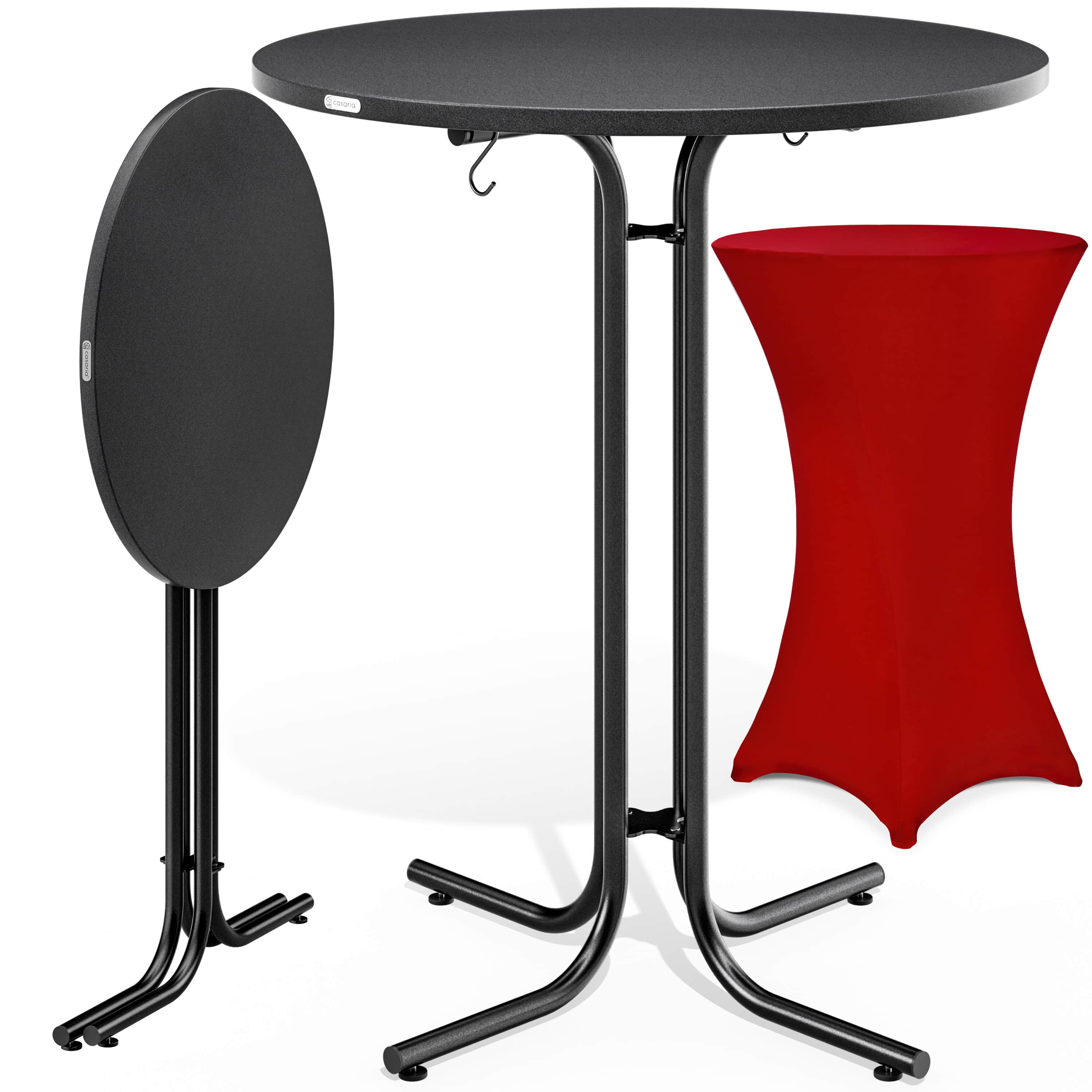 foto del prodotto tavolo bar grigio 110x70cm copritavolo bar rosso 70cm