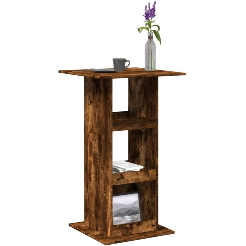 foto del prodotto tavolo bar portaoggetti rovere fumo 60x60x102 cm multistrato vidaxl