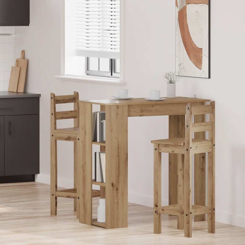 foto del prodotto tavolo bar ripiano rovere artigianale 102x50x103,5cm truciolato vidaxl