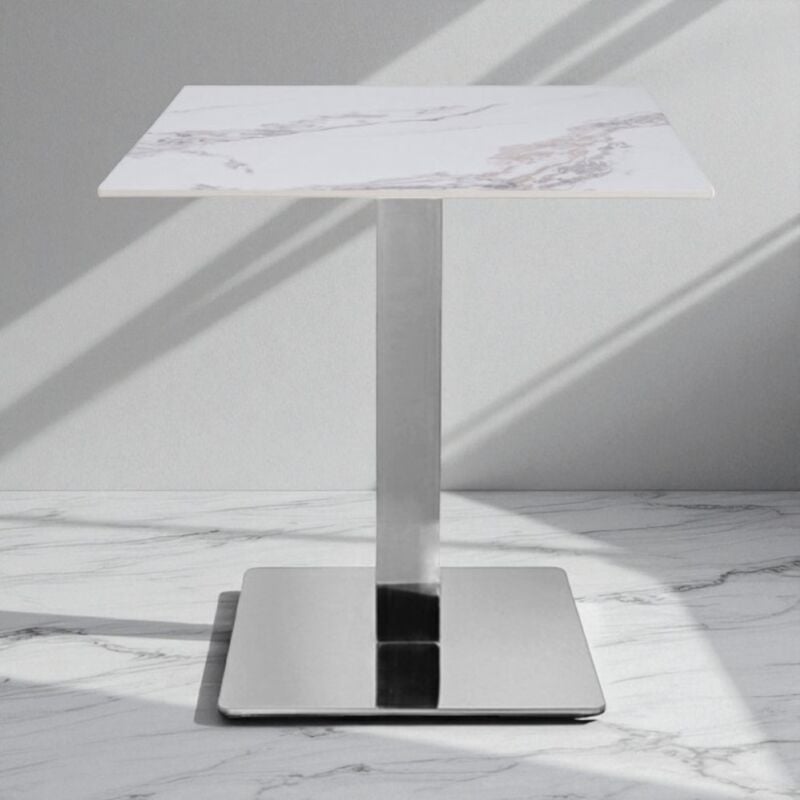 foto del prodotto tavolo bar ristorante 70x70 cm piano per esterno effetto marmo oro e base argento h 75