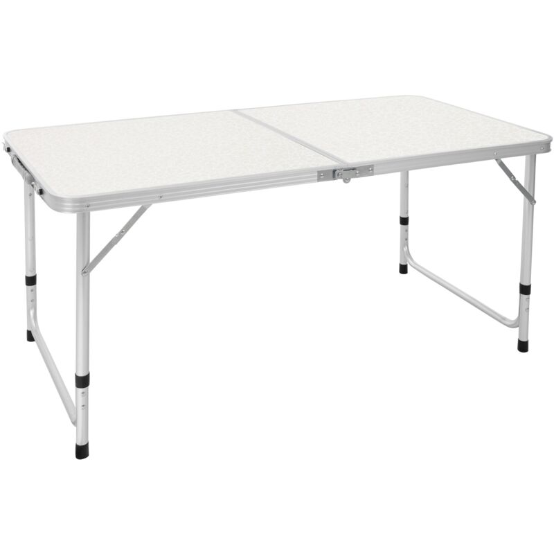 foto del prodotto tavolo campeggio con altezza regolabile 120 x 60 x 55 63 70 cm cerniera colore bianco alluminio e mdf tavolo da picnic bianco regolabile tavolino