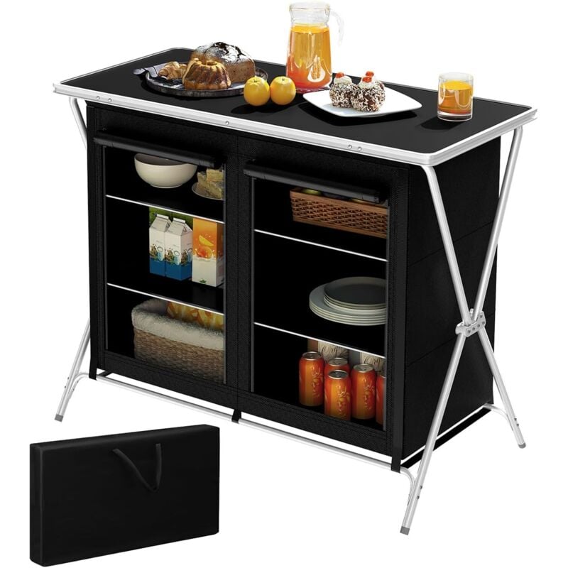 foto del prodotto tavolo campeggio in alluminio picnic campeggio giardino casa, 50.5x47x59.5cm, nero woltu