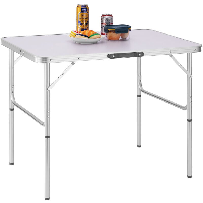 foto del prodotto tavolo campeggio picnic alluminio 90x60x70 pieghevole valigetta piano formica