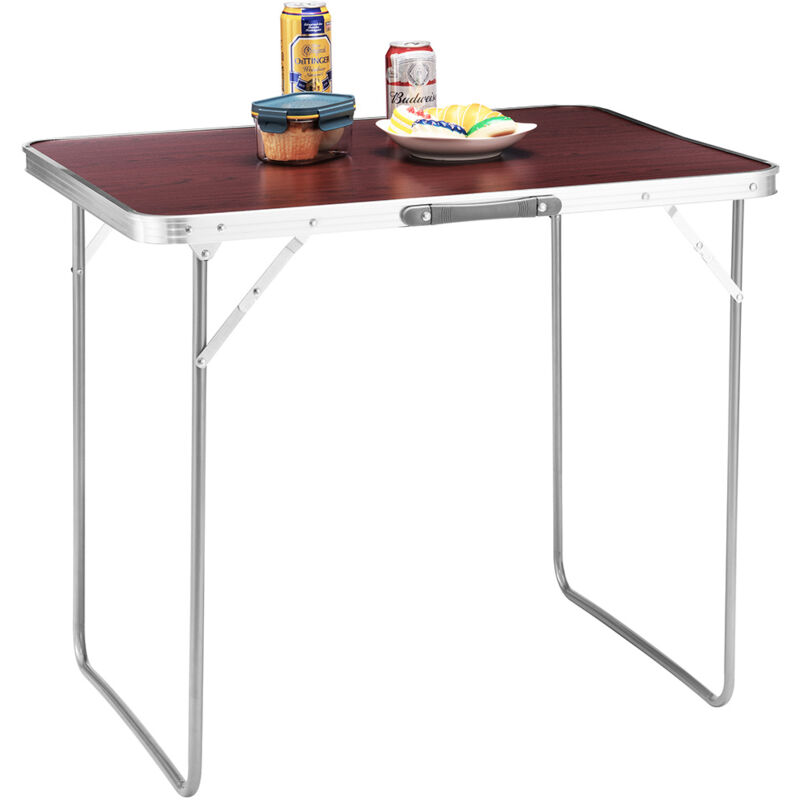 foto del prodotto tavolo campeggio picnic con maniglia effetto legno 60x80x68cm pieghevole esterni