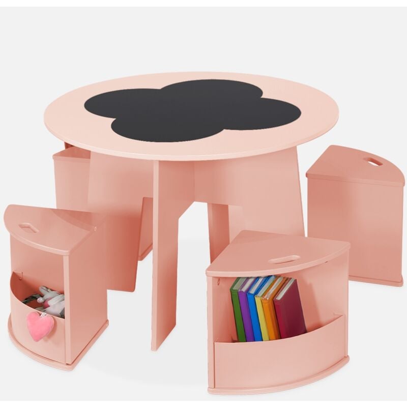foto del prodotto tavolo con ardesia e 4 sedie con contenitore per bambini