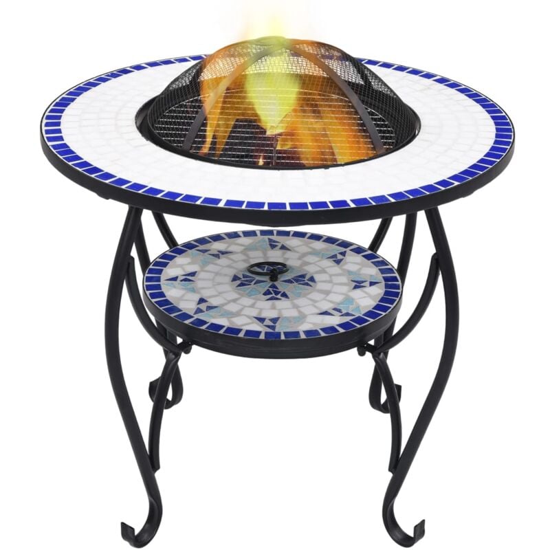 foto del prodotto tavolo con braciere con design a mosaico in ceramica vari colori colore blu bianco