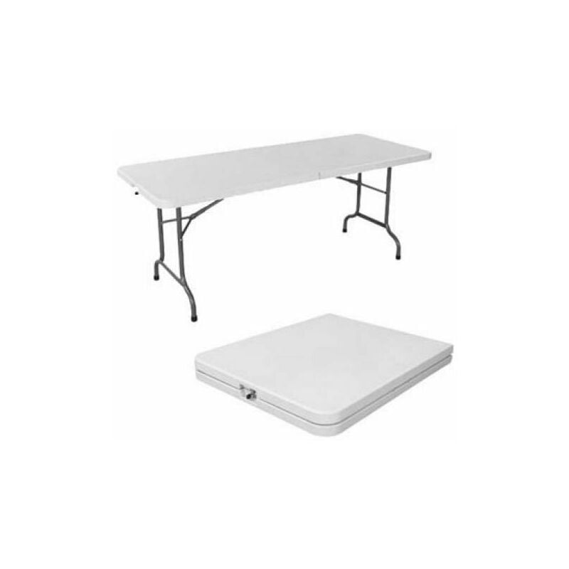 foto del prodotto tavolo con piano e gambe pieghevoli bianco 183x76xh74 cm polietilenee acciaio