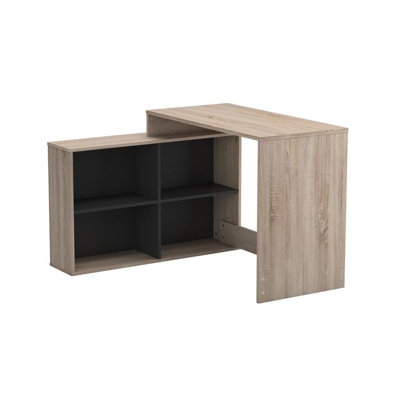 foto del prodotto tavolo con scaffali kappa - rovere / nero