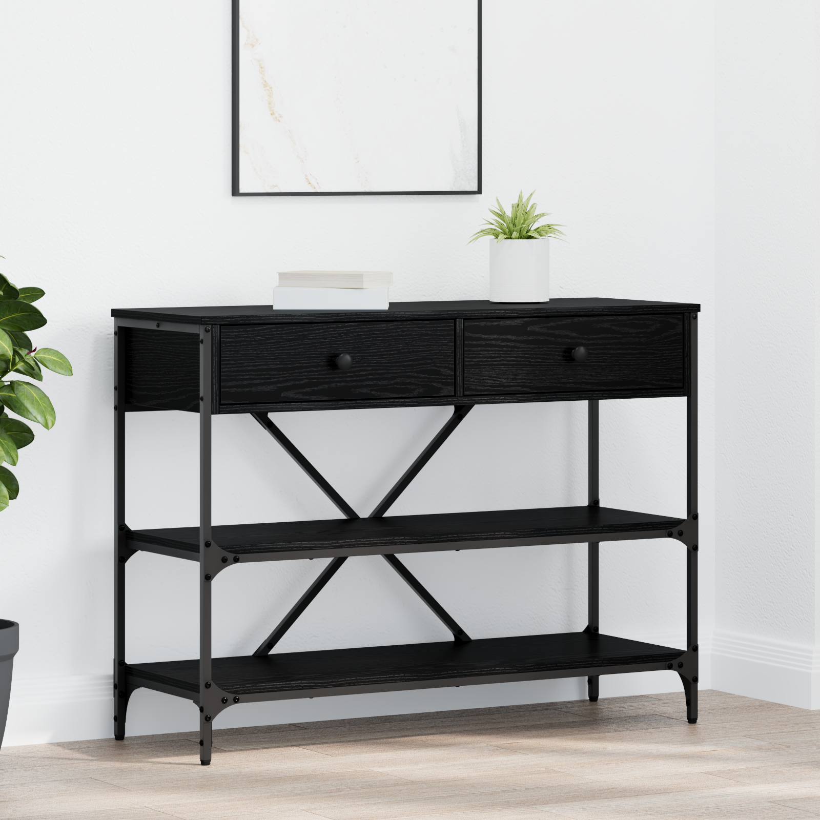 foto del prodotto tavolo console rovere nero 100x34.5x75 cm legno ingegnerizzato