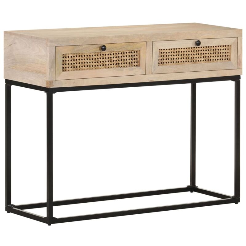 foto del prodotto tavolo consolle 100x35x76 cm massello di mango e canna naturale vidaxl