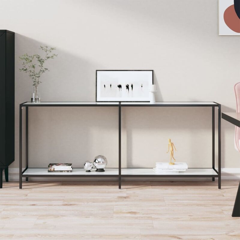 foto del prodotto tavolo consolle 180x35x75 5 cm in vetro temperato disponibili vari colori colore bianco