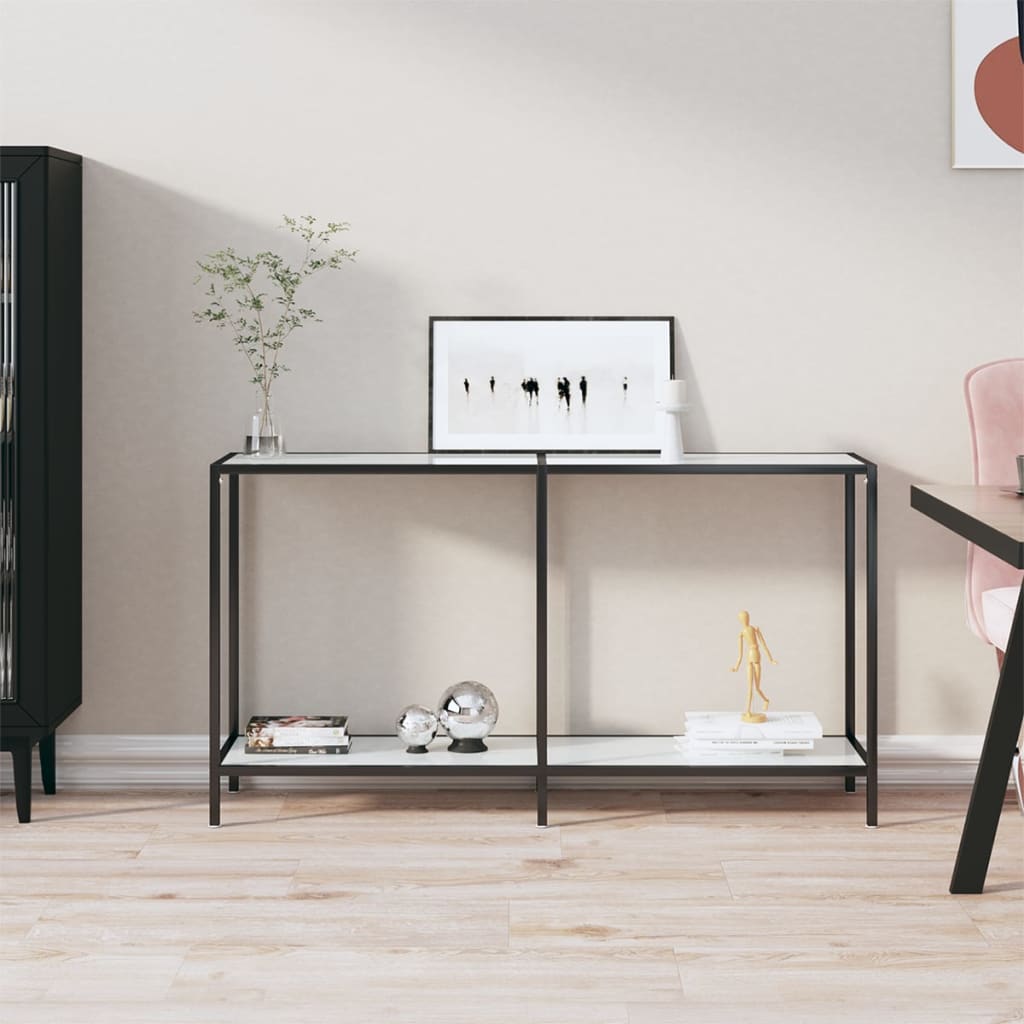 foto del prodotto tavolo consolle bianco 140x35x75,5 cm in vetro temperato cod mxl 7899