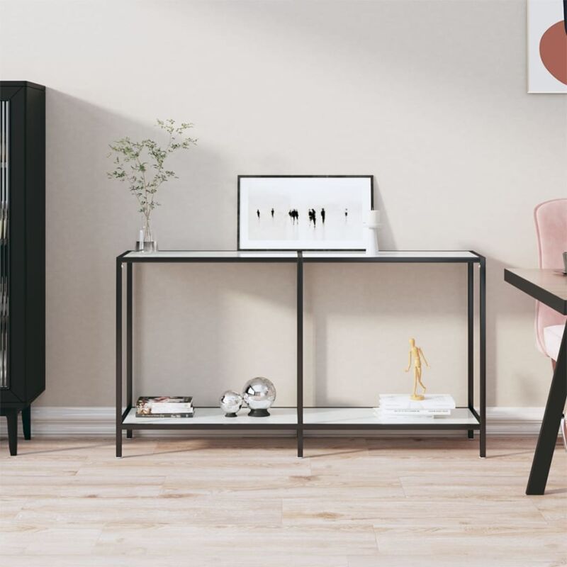 foto del prodotto tavolo consolle bianco 140x35x75,5 cm in vetro temperato vidaxl