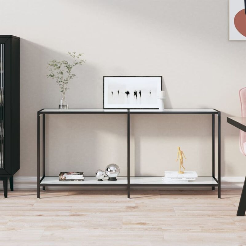 foto del prodotto tavolo consolle bianco 160x35x75,5 cm in vetro temperato vidaxl