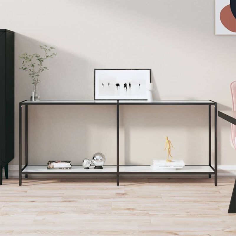 foto del prodotto tavolo consolle bianco 180x35x75,5 cm in vetro temperato vidaxl