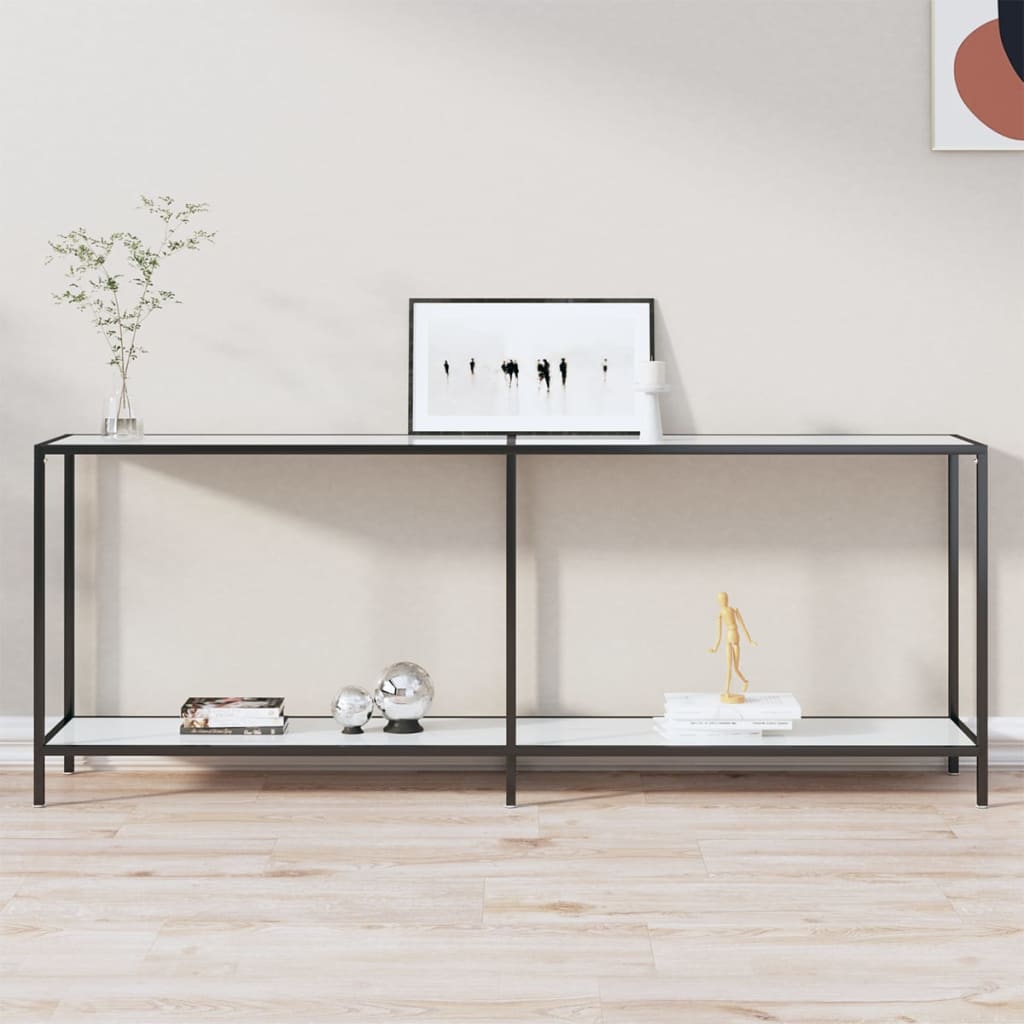 foto del prodotto tavolo consolle bianco 200x35x75,5 cm in vetro temperato cod mxl 59936