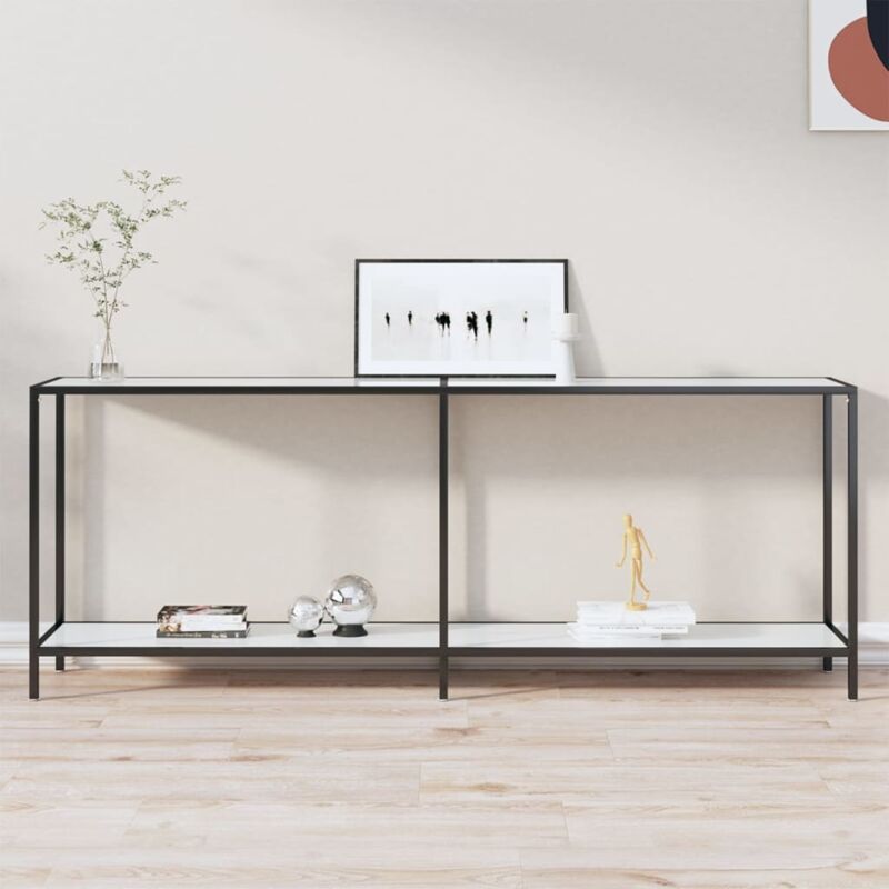 foto del prodotto tavolo consolle bianco 200x35x75,5 cm in vetro temperato vidaxl