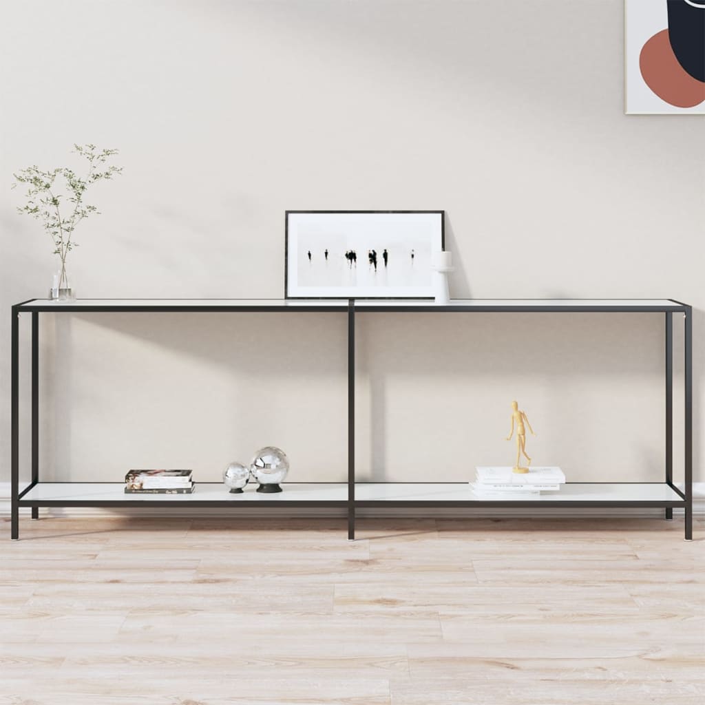 foto del prodotto tavolo consolle bianco 220x35x75,5 cm in vetro temperato vidaxl