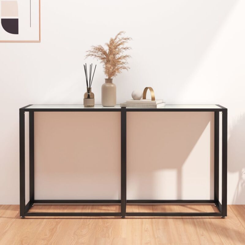 foto del prodotto tavolo consolle bianco marmo 140x35x75,5 cm in vetro temperato vidaxl