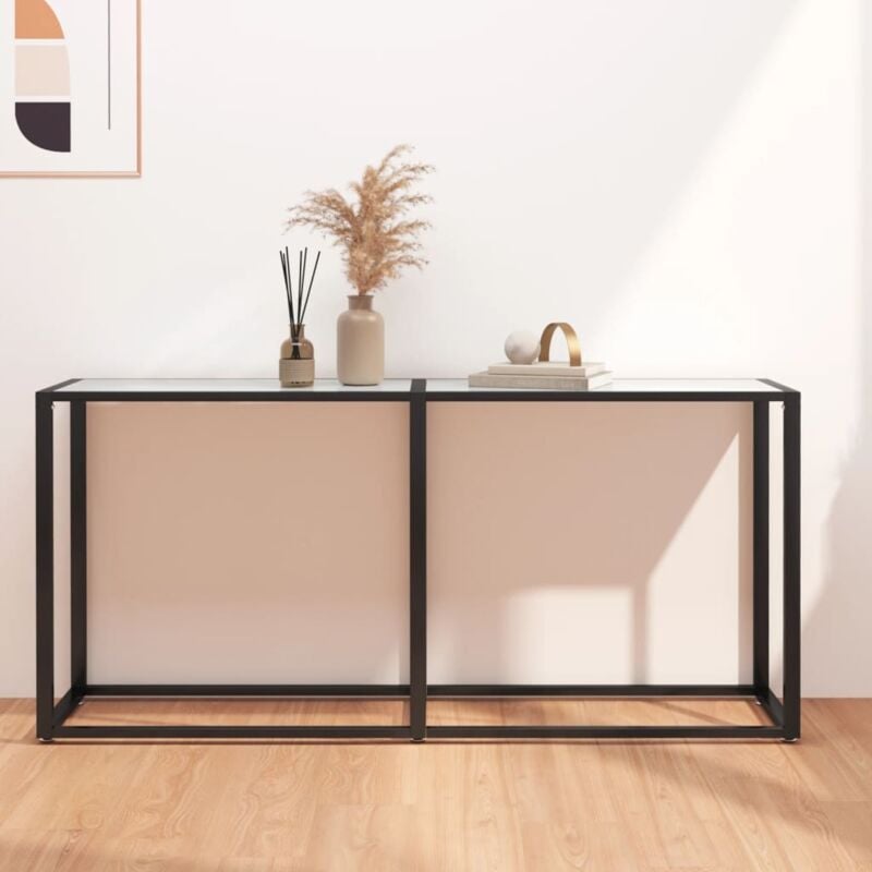 foto del prodotto tavolo consolle bianco marmo 160x35x75,5 cm in vetro temperato vidaxl