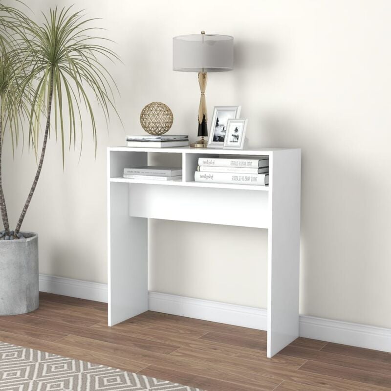 foto del prodotto tavolo consolle con 2 scomparti aperti inferiori vari colori disponibili colore bianco