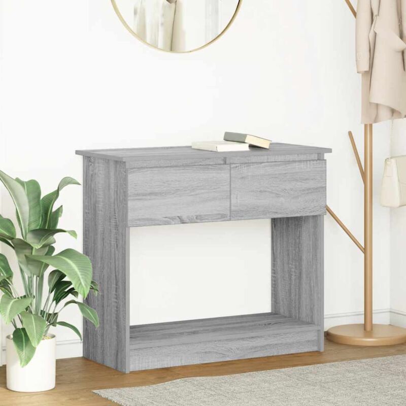 foto del prodotto tavolo consolle con cassetti grigio sonoma 85,5x38,5x74,5 cm vidaxl