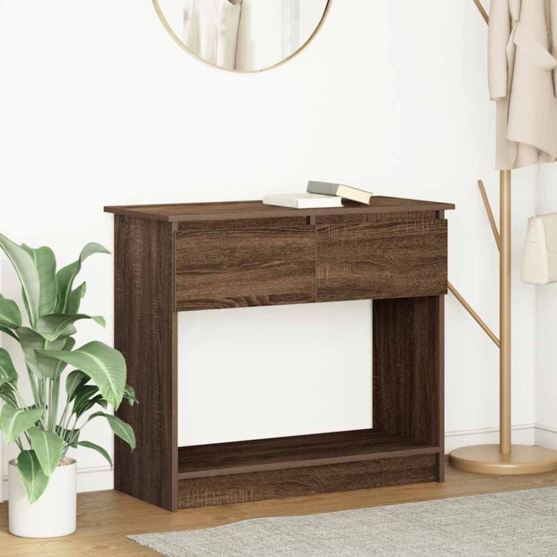 foto del prodotto tavolo consolle con cassetti rovere marrone 85,5x38,5x74,5 cm - vidaxl