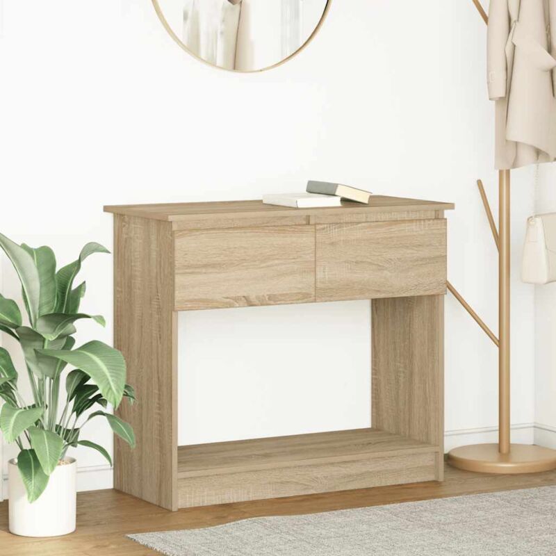 foto del prodotto tavolo consolle con cassetti rovere sonoma 85,5x38,5x74,5 cm vidaxl