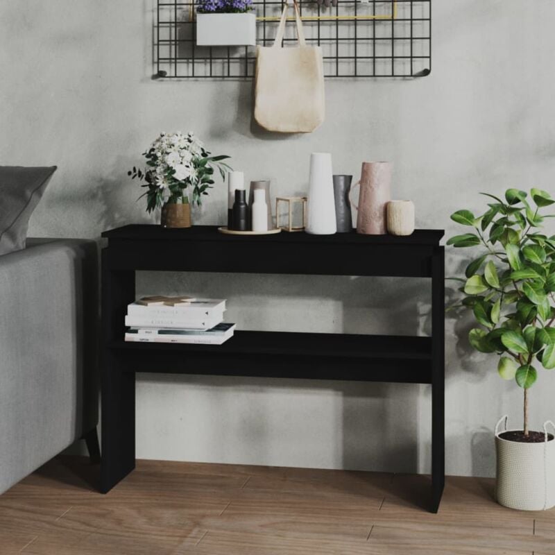foto del prodotto tavolo consolle con ripiano inferiore design semplice ma elegante vari colori colore nero