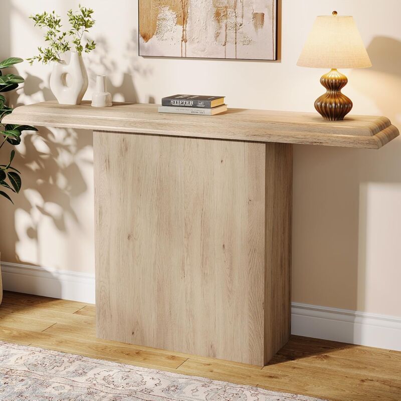 foto del prodotto tavolo consolle da fattoria da 105 cm, semplice tavolo da corridoio, tavolo in legno per soggiorno, ingresso, rovere tribesigns