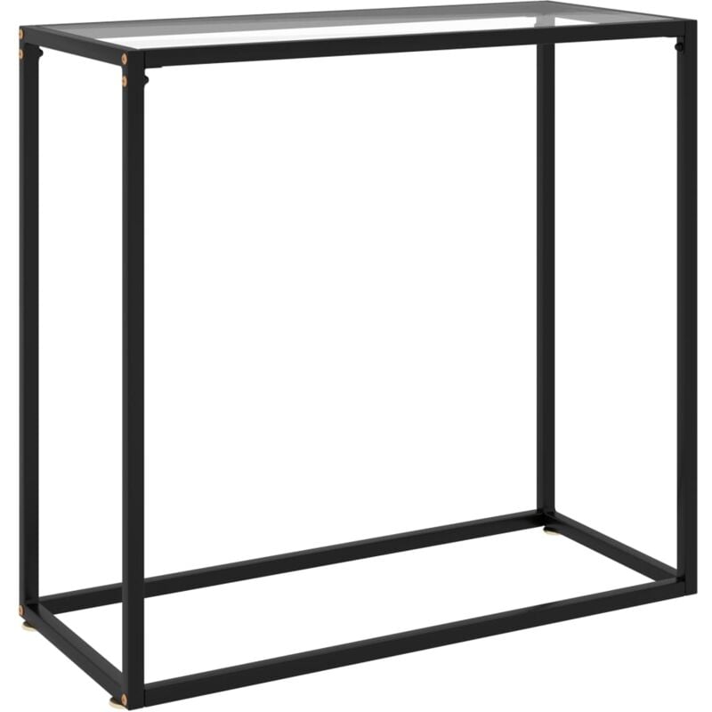 foto del prodotto tavolo consolle design elegante e moderno con vetro 80x35x75cm vari colori colore nero vetro trasparente