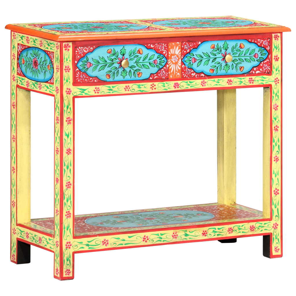 foto del prodotto tavolo consolle dipinto a mano 80x35x75 cm in legno di mango cod mxl 59086