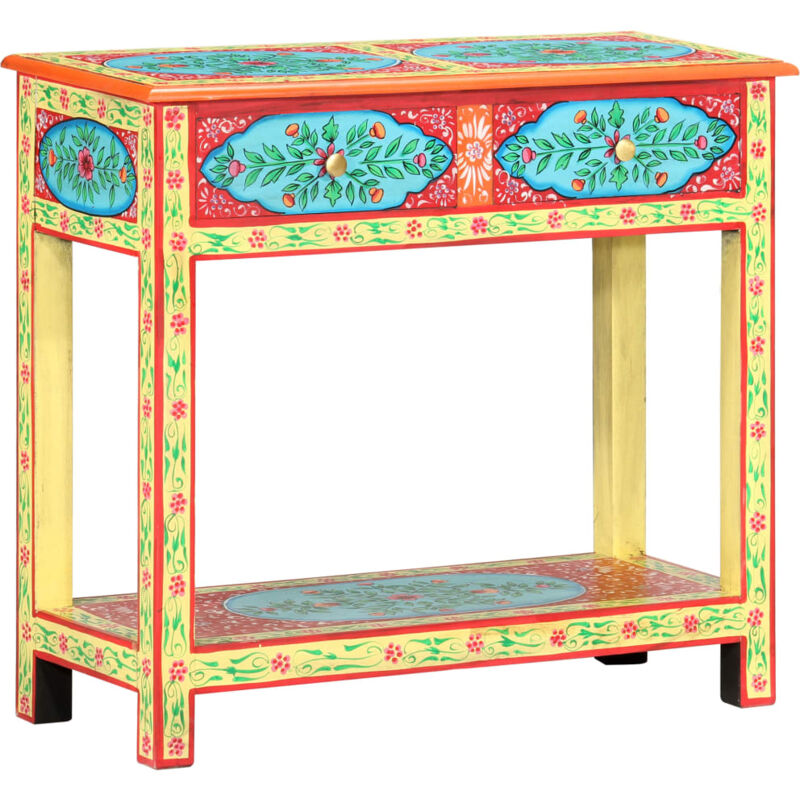 foto del prodotto tavolo consolle dipinto a mano 80x35x75 cm in legno di mango vidaxl