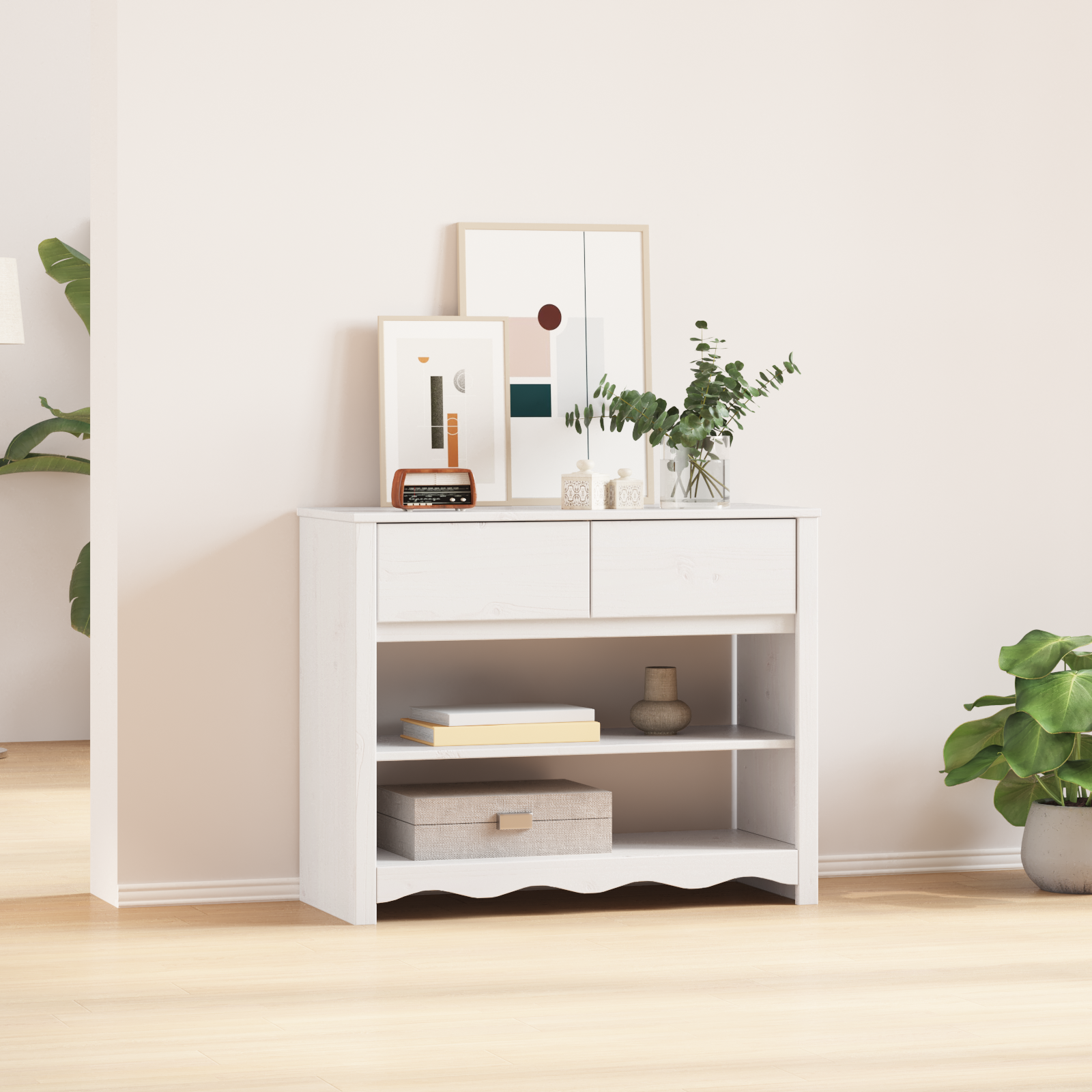 foto del prodotto tavolo consolle ""drammen"" bianco 89,5x37x73 cm legno massello pino
