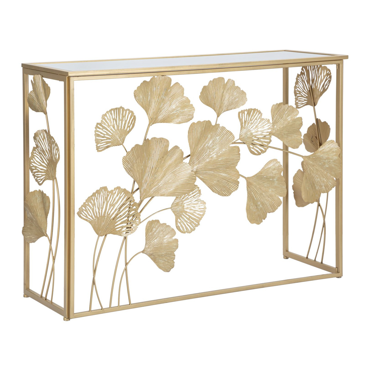 foto del prodotto tavolo consolle foglia 72, oro, metallo, 108x36,5x80 cm, epikasa