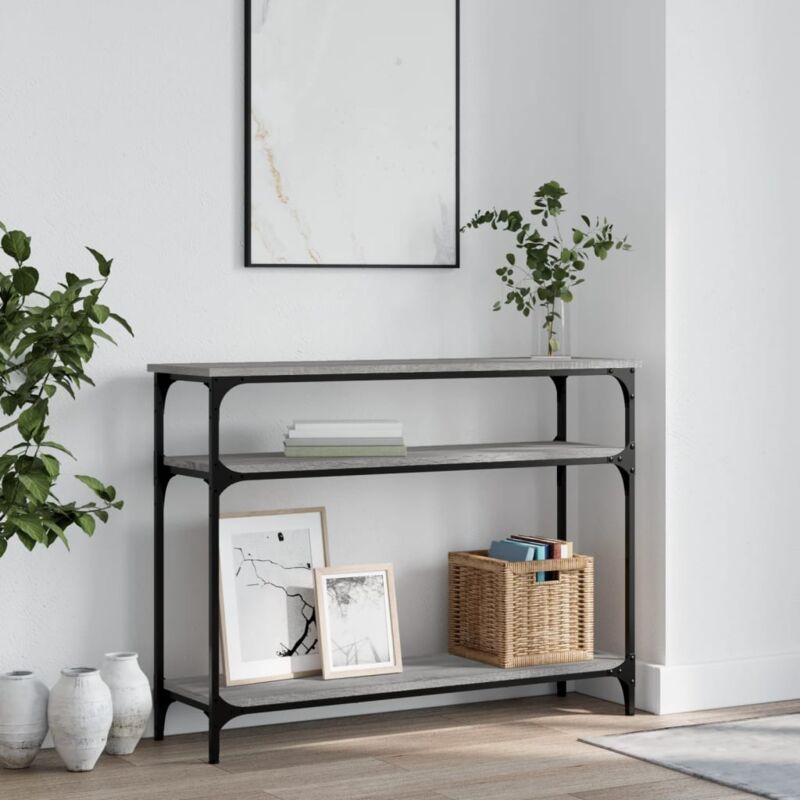 foto del prodotto tavolo consolle grigio sonoma 100x29x75 cm in legno multistrato