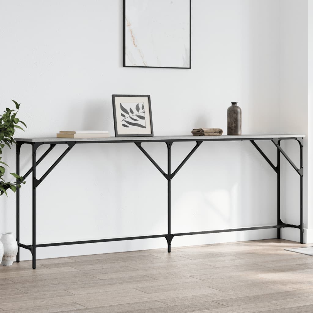foto del prodotto tavolo consolle grigio sonoma 200x29x75 cm in legno multistrato