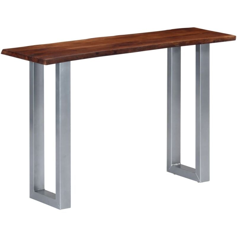 foto del prodotto tavolo consolle in legno massello di acacia e ferro elegante vari colori colore marrone e argento