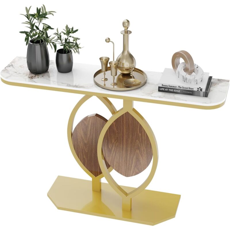 foto del prodotto tavolo consolle in marmo tavolo consolle ingresso lusso oro tavolo consolle moderno consolle lungo stretto alto per camera da letto, 120x30x78cm