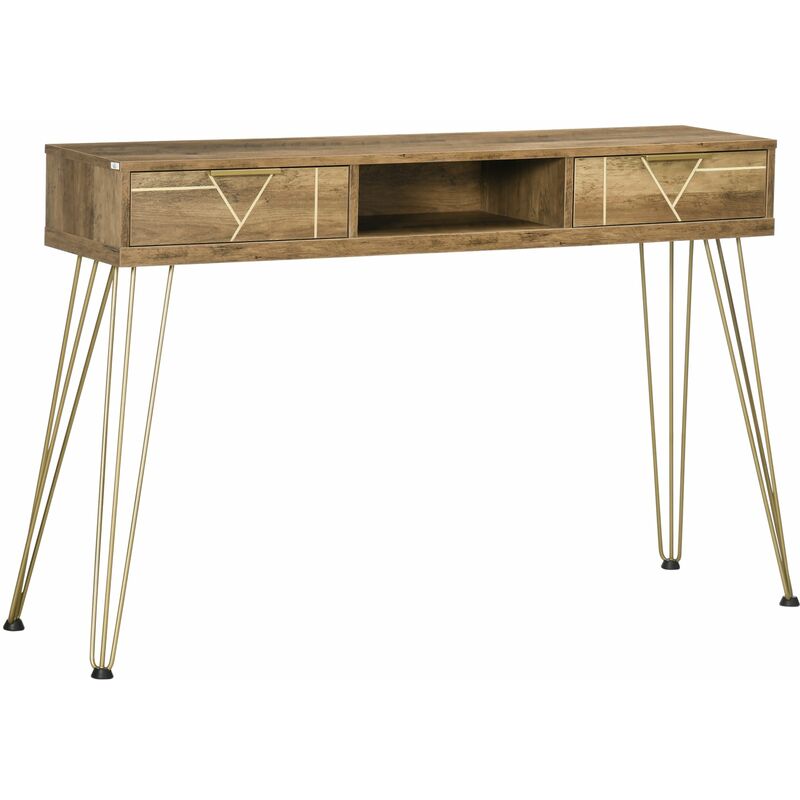 foto del prodotto tavolo consolle ingresso 120x29x79 cm in truciolato e acciaio bronzo
