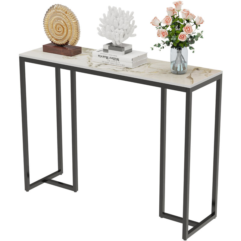 foto del prodotto tavolo consolle ingresso marmo moderno tavolo consolle salvaspazio 100cm bianco smeraldo freddo
