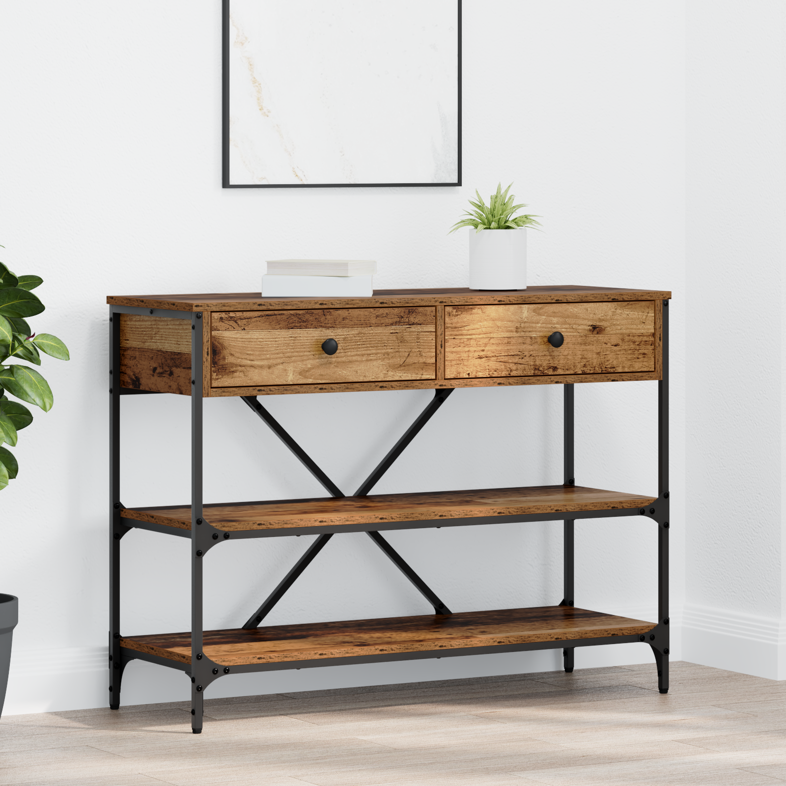 foto del prodotto tavolo consolle legno vecchio 100x34.5x75 cm legno ingegnerizzato