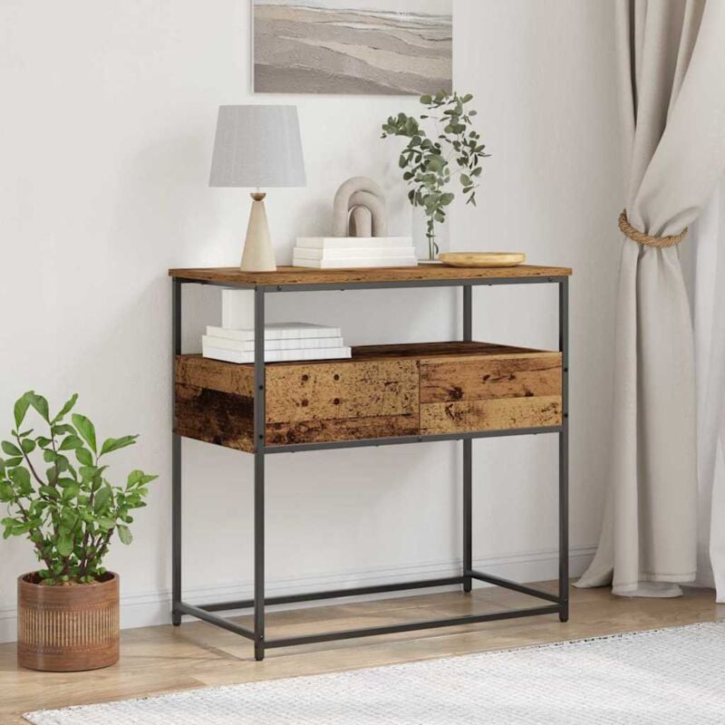 foto del prodotto tavolo consolle legno vecchio 75x40x75 cm legno ingegnerizzato e acciaio vidaxl