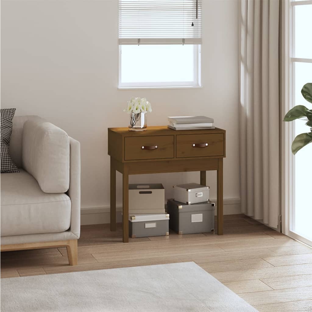 foto del prodotto tavolo consolle miele 76,5x40x75 cm in legno massello di pino